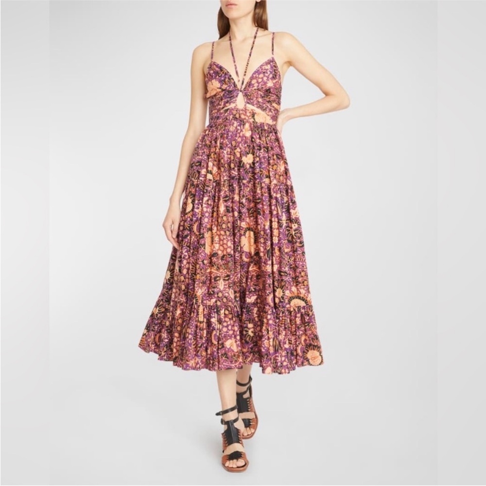 Ulla Johnson Phoebe Black Currant Midi Dress 8 Nwt